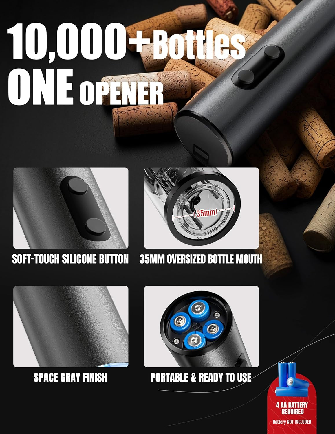 Electric Wine Opener Set, 5-In-1 Battery Operated