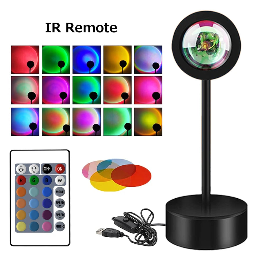 Tuya Smart Sunset Projector Lamp LED Night Light Rainbow Atmosphere Sunset Light Wall Bedroom Decoration Background Table Lamp