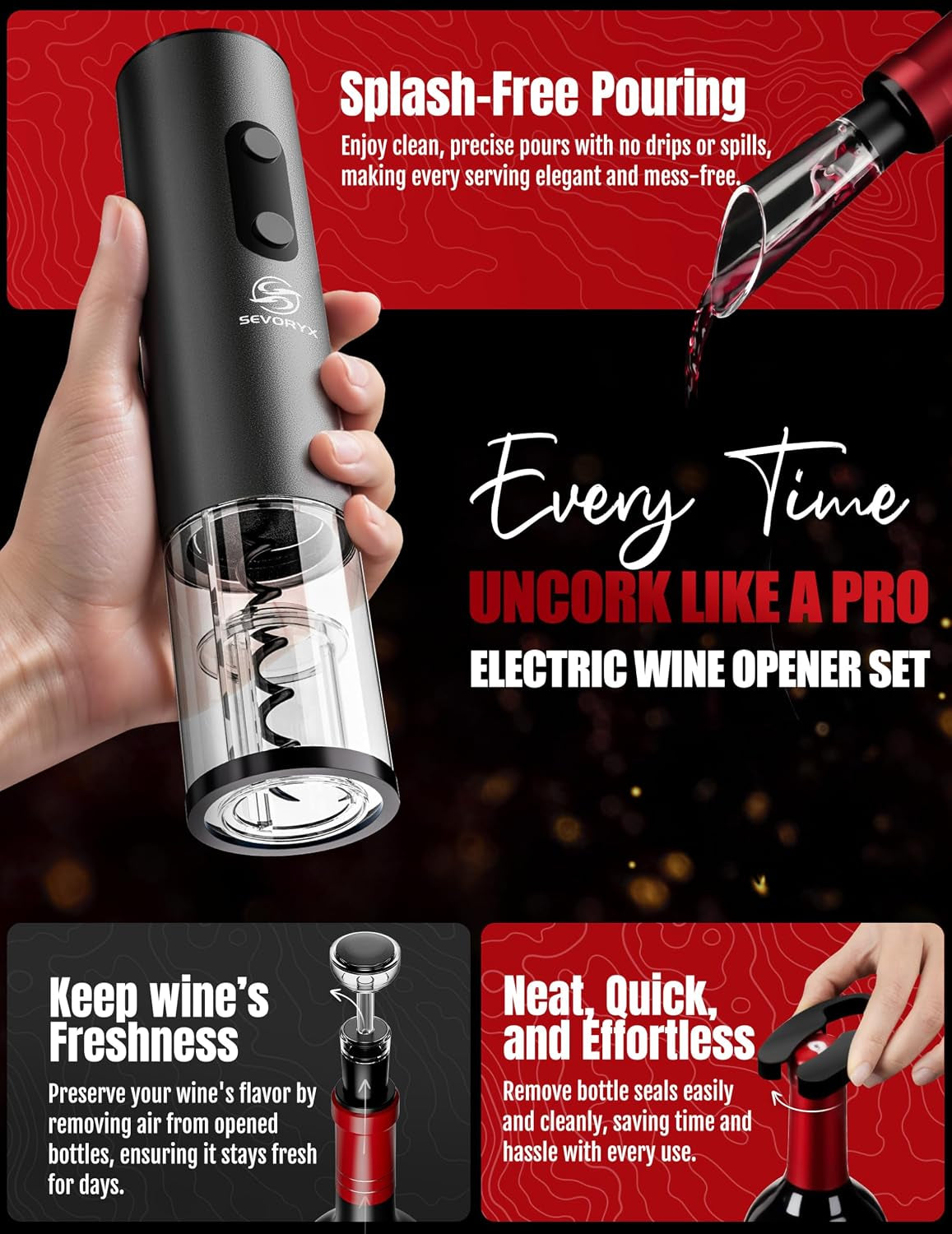 Electric Wine Opener Set, 5-In-1 Battery Operated