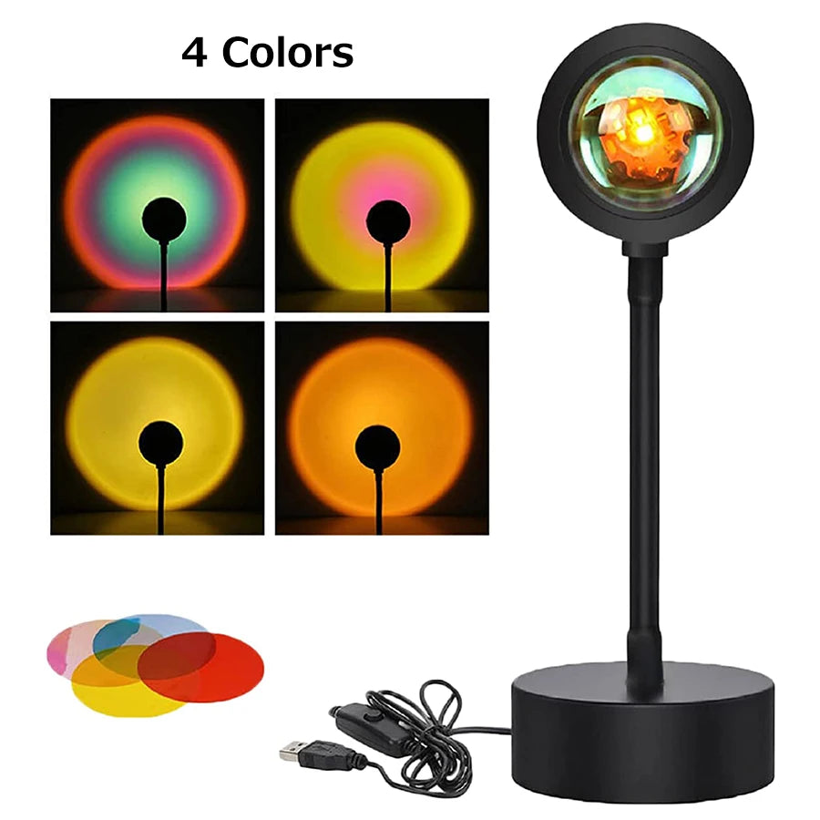 Tuya Smart Sunset Projector Lamp LED Night Light Rainbow Atmosphere Sunset Light Wall Bedroom Decoration Background Table Lamp